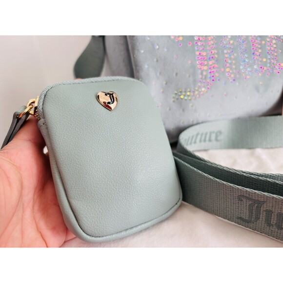 JUICY COUTURE LET IT SHINE SATCHEL BAG COOL BLUE Brand New With Tags - Picture 6 of 10